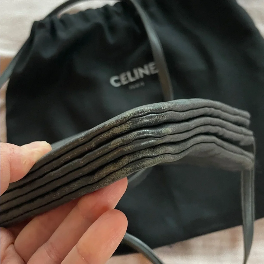 Celine Trio Dark Gray Leather Crossbody Bag- Large size - Picture 11 of 14